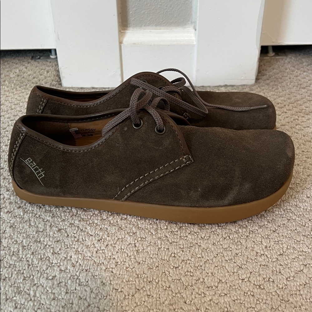 Earth Brown Casual Suede Leather Shoes